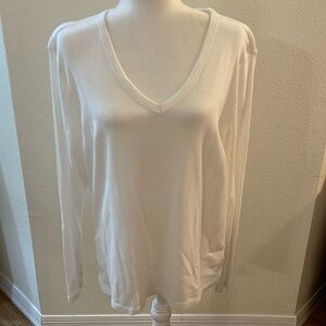 Gap Ladies White Long Sleeve Cotton Tee Size XL